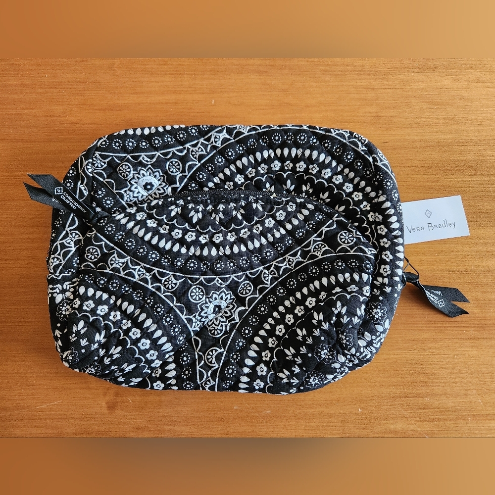 Vera Bradley Black Bandana Medallion Large Cosmetic Bag